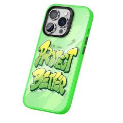 Apple iPhone 14 Pro Kılıf Airbagli TPU Yazı Temalı Benks Dynamic New Kapak Yeşil