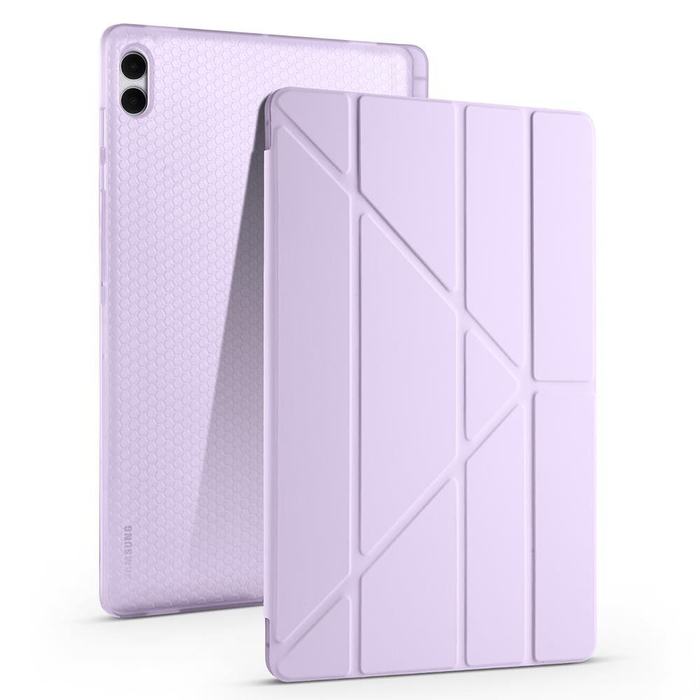 Galaxy Tab S11 Ultra 2025 14.6'' uyumlu Kılıf Kalem Bölmeli Tri Folding Standlı Arkası Silikon Kapak Lila