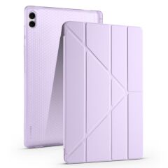 Galaxy Tab S11 Ultra 2025 14.6'' uyumlu Kılıf Kalem Bölmeli Tri Folding Standlı Arkası Silikon Kapak Lila
