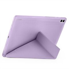Galaxy Tab S11 Ultra 2025 14.6'' uyumlu Kılıf Kalem Bölmeli Tri Folding Standlı Arkası Silikon Kapak Lila