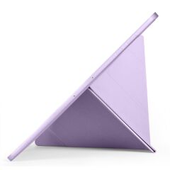Galaxy Tab S11 Ultra 2025 14.6'' uyumlu Kılıf Kalem Bölmeli Tri Folding Standlı Arkası Silikon Kapak Lila