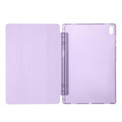 Galaxy Tab S11 Ultra 2025 14.6'' uyumlu Kılıf Kalem Bölmeli Tri Folding Standlı Arkası Silikon Kapak Lila