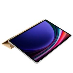 Galaxy Tab S9 FE+ Plus Kapaklı Kılıf Standlı Flip Smart Akıllı Kapak Uyku Modlu Tablet Kılıfı Gold