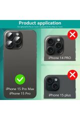 iPhone 15 Pro & iPhone 15 Pro Max Uyumlu Premium Safir Kamera Lens Koruyucu Tam Koruma Temperli Cam Mavi