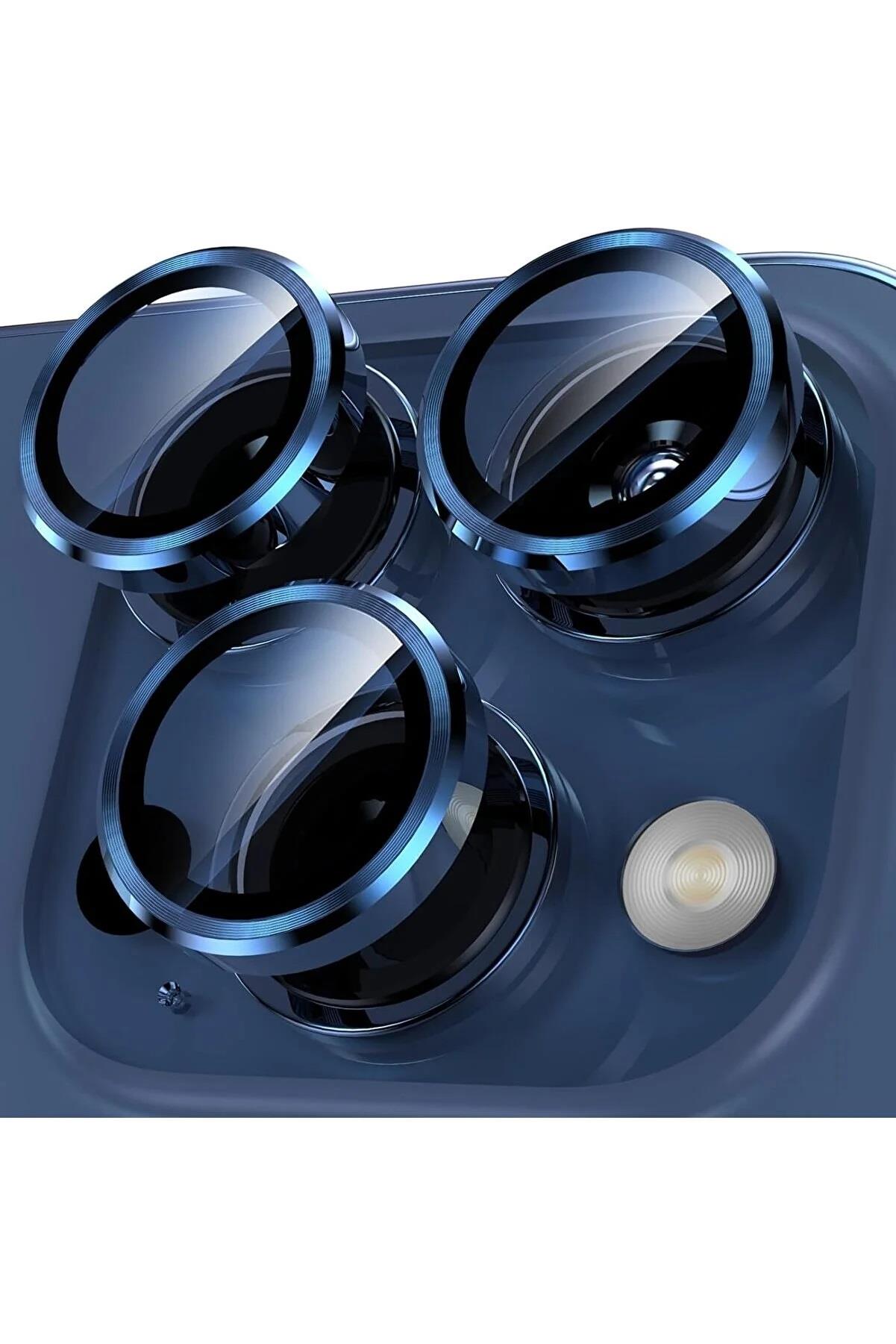 iPhone 15 Pro & iPhone 15 Pro Max Uyumlu Premium Safir Kamera Lens Koruyucu Tam Koruma Temperli Cam