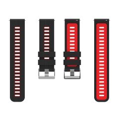 Amazfit GTR 3 / GTR 3 Pro Uyumlu Silikon Kordon Çizgili Spor Tasarım Renkli Delikli Spor Kayış Siyah - Kırmızı