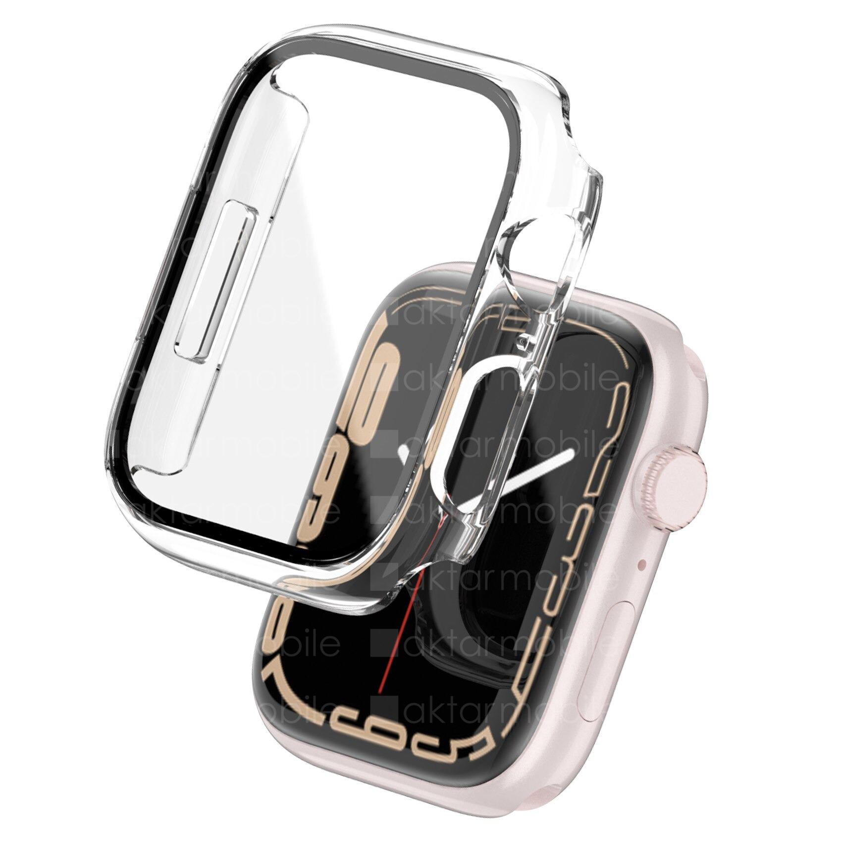 Apple Watch 9 45 mm uyumlu Ekran Koruyucu Kasa Koruma Full Body Gard Tüm Gövde Koruyucu Tam Koruma Şeffaf