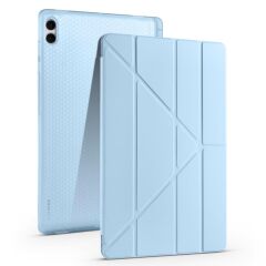 Galaxy Tab S11 Ultra 2025 14.6'' uyumlu Kılıf Kalem Bölmeli Tri Folding Standlı Arkası Silikon Kapak Mavi