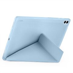 Galaxy Tab S11 Ultra 2025 14.6'' uyumlu Kılıf Kalem Bölmeli Tri Folding Standlı Arkası Silikon Kapak Mavi