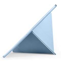 Galaxy Tab S11 Ultra 2025 14.6'' uyumlu Kılıf Kalem Bölmeli Tri Folding Standlı Arkası Silikon Kapak Mavi