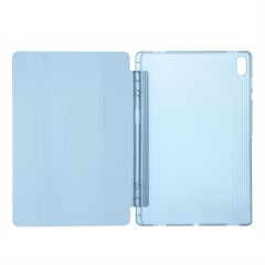 Galaxy Tab S11 Ultra 2025 14.6'' uyumlu Kılıf Kalem Bölmeli Tri Folding Standlı Arkası Silikon Kapak Mavi