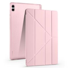 Galaxy Tab S11 Ultra 2025 14.6'' uyumlu Kılıf Kalem Bölmeli Tri Folding Standlı Arkası Silikon Kapak Rose Gold