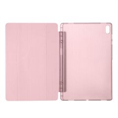 Galaxy Tab S11 Ultra 2025 14.6'' uyumlu Kılıf Kalem Bölmeli Tri Folding Standlı Arkası Silikon Kapak Rose Gold
