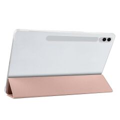 Galaxy Tab S9 FE+ Plus Kapaklı Kılıf Standlı Flip Smart Akıllı Kapak Uyku Modlu Tablet Kılıfı Rose Gold