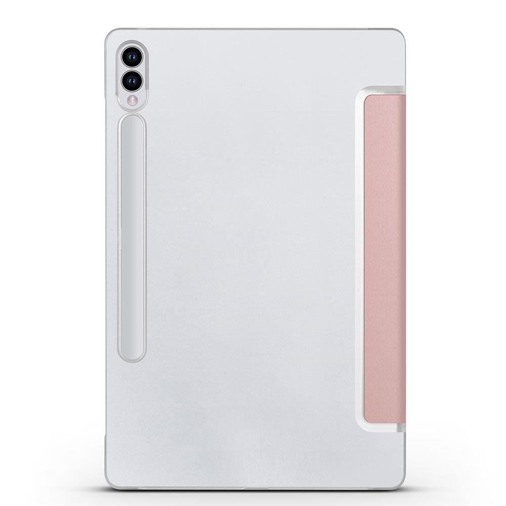 Galaxy Tab S9 FE+ Plus Kapaklı Kılıf Standlı Flip Smart Akıllı Kapak Uyku Modlu Tablet Kılıfı Rose Gold