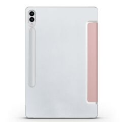 Galaxy Tab S9 FE+ Plus Kapaklı Kılıf Standlı Flip Smart Akıllı Kapak Uyku Modlu Tablet Kılıfı Rose Gold