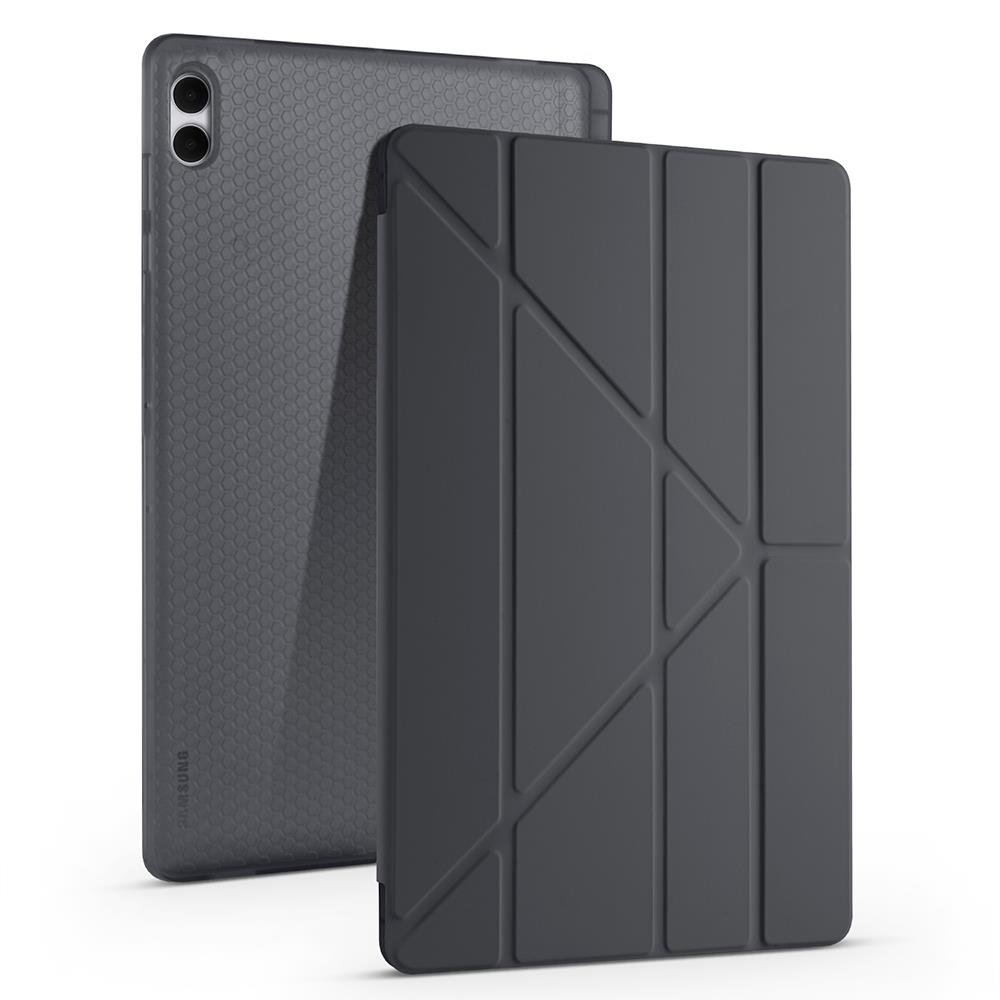 Galaxy Tab S11 Ultra 2025 14.6'' uyumlu Kılıf Kalem Bölmeli Tri Folding Standlı Arkası Silikon Kapak Siyah