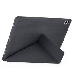 Galaxy Tab S11 Ultra 2025 14.6'' uyumlu Kılıf Kalem Bölmeli Tri Folding Standlı Arkası Silikon Kapak Siyah