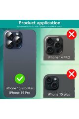 iPhone 15 Pro & iPhone 15 Pro Max Uyumlu Premium Safir Kamera Lens Koruyucu Tam Koruma Temperli Cam Mavi