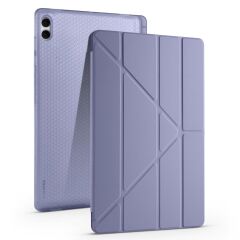 Galaxy Tab S11 Ultra 2025 14.6'' uyumlu Kılıf Kalem Bölmeli Tri Folding Standlı Arkası Silikon Kapak Levander Gray