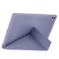 Galaxy Tab S11 Ultra 2025 14.6'' uyumlu Kılıf Kalem Bölmeli Tri Folding Standlı Arkası Silikon Kapak Levander Gray