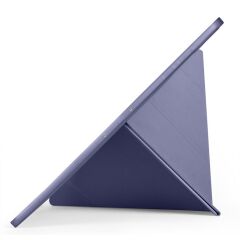 Galaxy Tab S11 Ultra 2025 14.6'' uyumlu Kılıf Kalem Bölmeli Tri Folding Standlı Arkası Silikon Kapak Levander Gray