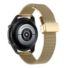 Huawei Watch GT 5 Pro GT 5 46 mm Uyumlu Hasır Metal Kordon Magnetik D Tokalı Tel Örgü Kayış Gold