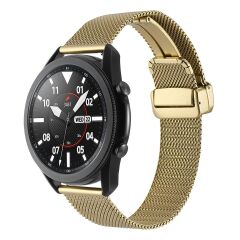 Huawei Watch GT 5 Pro GT 5 46 mm Uyumlu Hasır Metal Kordon Magnetik D Tokalı Tel Örgü Kayış Gold