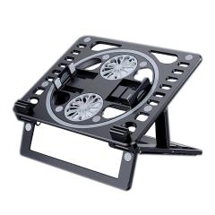 Soğutucu Fanlı Laptop Standı Eğim ve Yükseklik Ayarlı - Çift Fan - Çift Ayak - 180 derece dönebilen