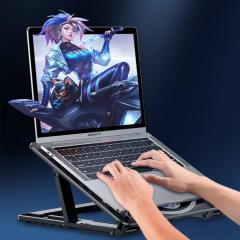 Soğutucu Fanlı Laptop Standı Eğim ve Yükseklik Ayarlı - Çift Fan - Çift Ayak - 180 derece dönebilen