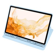 Galaxy Tab S10+ Plus 12.4'' SM-X820 uyumlu Kılıf Kalem Bölmeli Dönebilen Yatay Dikey Standlı Kapaklı Mavi