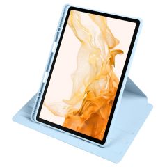 Galaxy Tab S10+ Plus 12.4'' SM-X820 uyumlu Kılıf Kalem Bölmeli Dönebilen Yatay Dikey Standlı Kapaklı Mavi