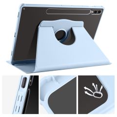 Galaxy Tab S10+ Plus 12.4'' SM-X820 uyumlu Kılıf Kalem Bölmeli Dönebilen Yatay Dikey Standlı Kapaklı Mavi
