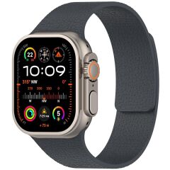 Apple Watch Ultra / Ultra 2 49 mm Uyumlu Magnetik Silikon Kordon Deri Görünümlü Mıknatıslı Kayış