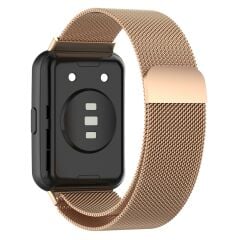 Huawei Watch Fit 2 Hasır Metal Kordon Tam Uyumlu Pim Tasarımı Mıknatıslı Tel Örgü Kayış