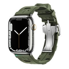 Apple Watch 7 8 9 45 mm Uyumlu Spor Silikon Kordon Hermes Kilim Motifli Kayış Katlanabilir Toka