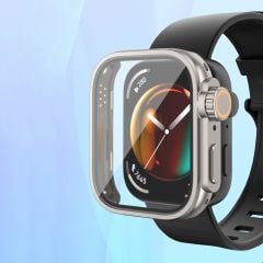 Huawei Watch Fit 3 uyumlu Apple Watch Ultra Kasa Dönüştürücü & Ekran Koruyucu Tam Koruma Gold