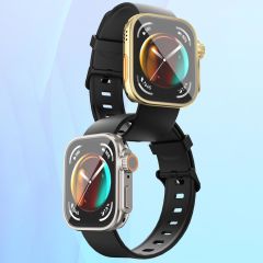 Huawei Watch Fit 3 uyumlu Apple Watch Ultra Kasa Dönüştürücü & Ekran Koruyucu Tam Koruma Gold