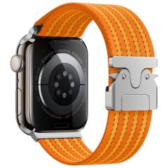 Apple Watch 7 8 9 45 mm Uyumlu Naylon Dokuma Kumaş Kordon Premium Kayış Kilitli Mekanik Toka