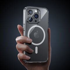 Apple iPhone 14 Pro Kılıf Wireless Şarj Destekli Benks Yeni Magnetik Crystal PC Kapak