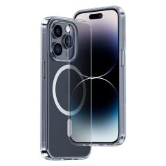 Apple iPhone 14 Pro Max Kılıf Wireless Şarj Destekli Benks Yeni Magnetik Crystal PC Kapak Renksiz