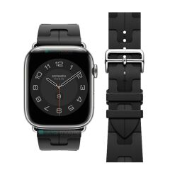 Apple Watch 7 8 9 41 mm Uyumlu Spor Silikon Kordon Hermes Kilim Motifli Kayış Katlanabilir Toka