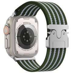 Apple Watch Ultra / Ultra 2 49 mm Uyumlu Naylon Dokuma Kumaş Kordon Premium Kayış Kilitli Toka Kahverengi