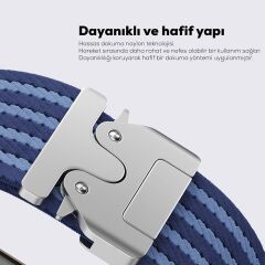 Apple Watch Ultra / Ultra 2 49 mm Uyumlu Naylon Dokuma Kumaş Kordon Premium Kayış Kilitli Toka Kahverengi