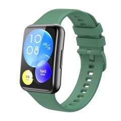 Huawei Watch Fit 2 Silikon Kordon Tam Uyumlu Pim Tasarımı Premium Spor Kayış Yeşil