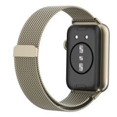 Huawei Watch Fit 3 uyumlu Mıknatıslı Hasır Metal Örgü Kordon Özel Pim Tasarımı Milanese Kayış
