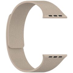 Apple Watch 7 8 9 45 mm Uyumlu Magnetik Silikon Kordon Deri Görünümlü Mıknatıslı Kayış Cocoa