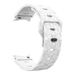 Samsung Galaxy Watch 4 Classic 42 46 mm Silikon Kordon Geometrik Desenli Spor Tasarım Premium Kayış Beyaz