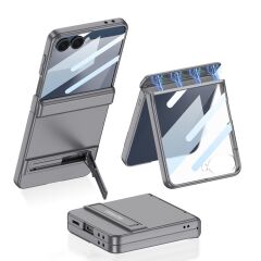 Galaxy Z Flip 7 uyumlu Kılıf Magnetik Menteşeli Kamera Korumalı Kick Standlı Premium Kapak