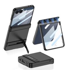Galaxy Z Flip 7 uyumlu Kılıf Magnetik Menteşeli Kamera Korumalı Kick Standlı Premium Kapak